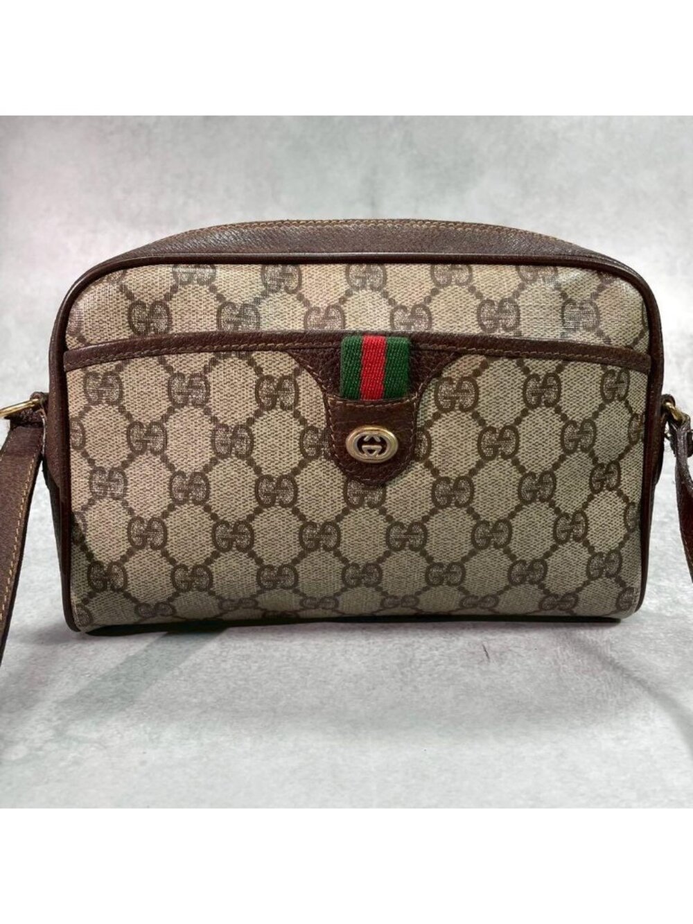 Gucci GG Sherry Line Shoulder Bag Brown Leather - Picture 2 of 10